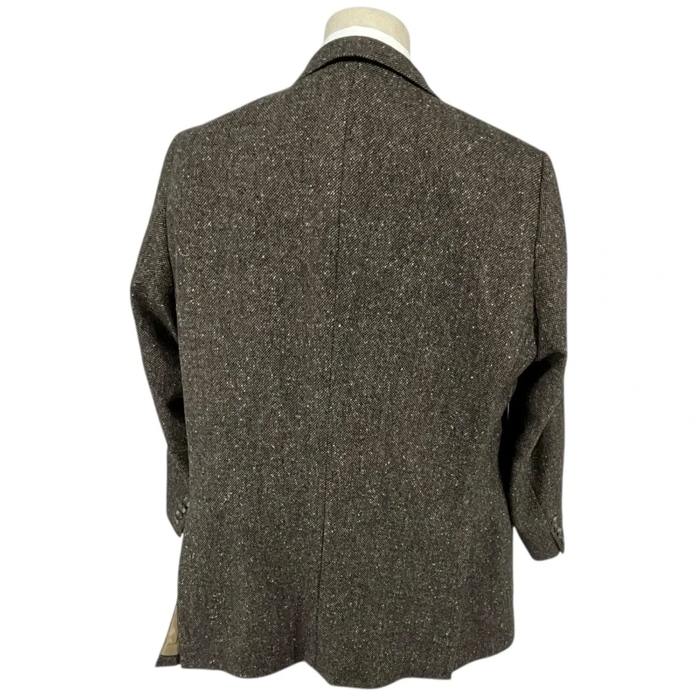 CESARANI Mens 46R Tweed Blazer Jacket Brown Wool Blend Classic Business Casual‎